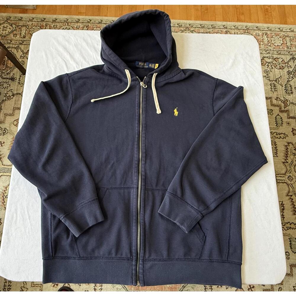Polo Ralph Lauren Navy Blue Knit Full-Zip Hoodie XXL